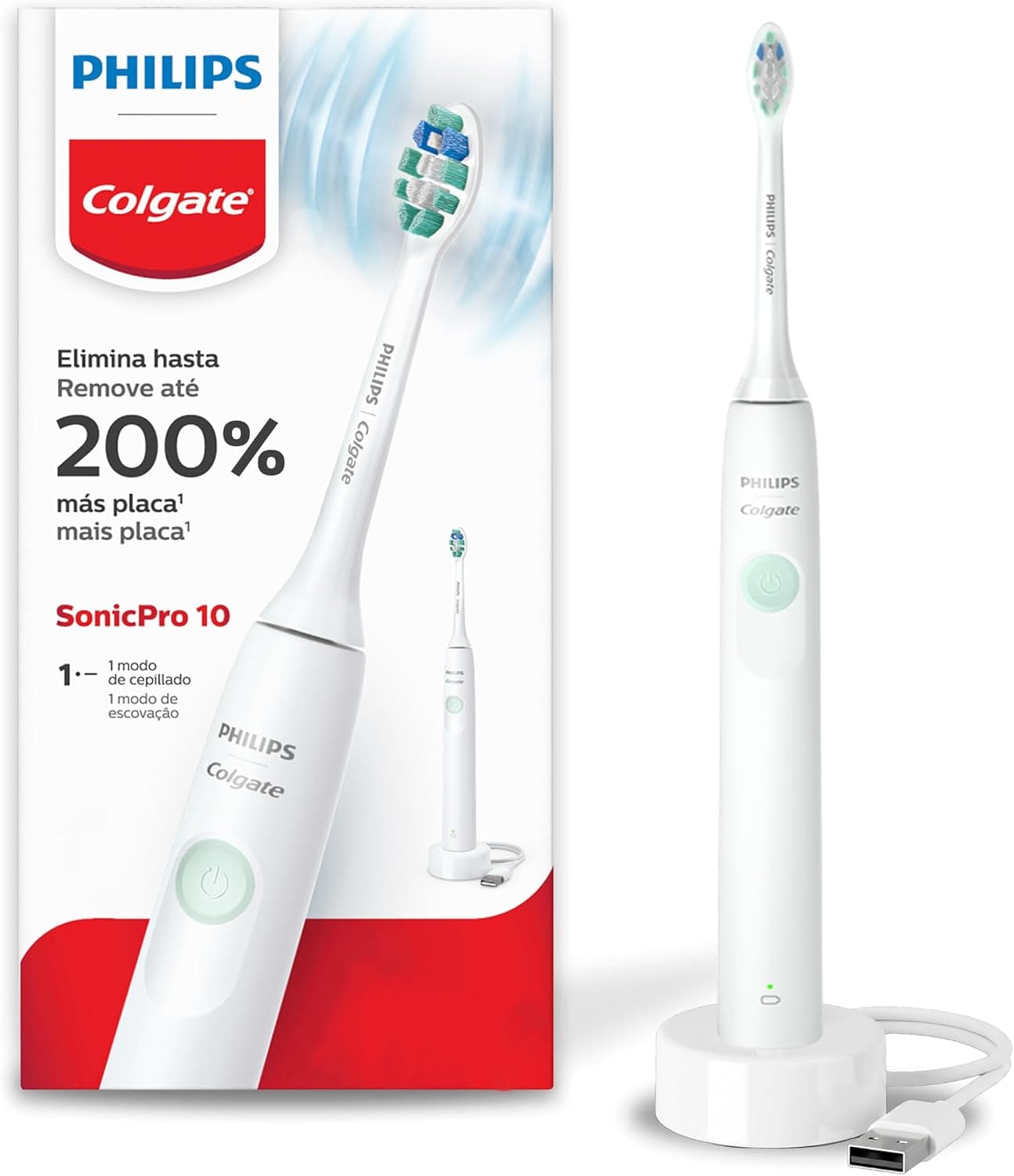 Philips Colgate SonicPro 10 Escova de Dente Elétrica, Recarregável, Bivolt