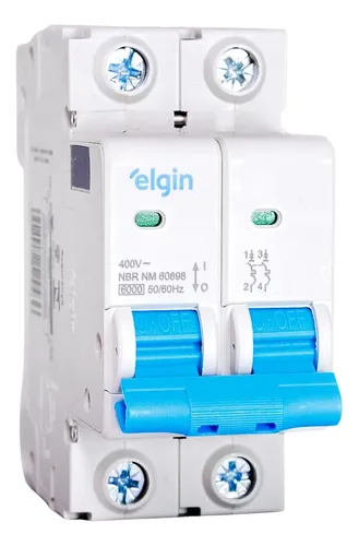 Disjuntor Bipolar Elgin 6a 10a 16a 20a 25a 32a 40a 50a 63a C