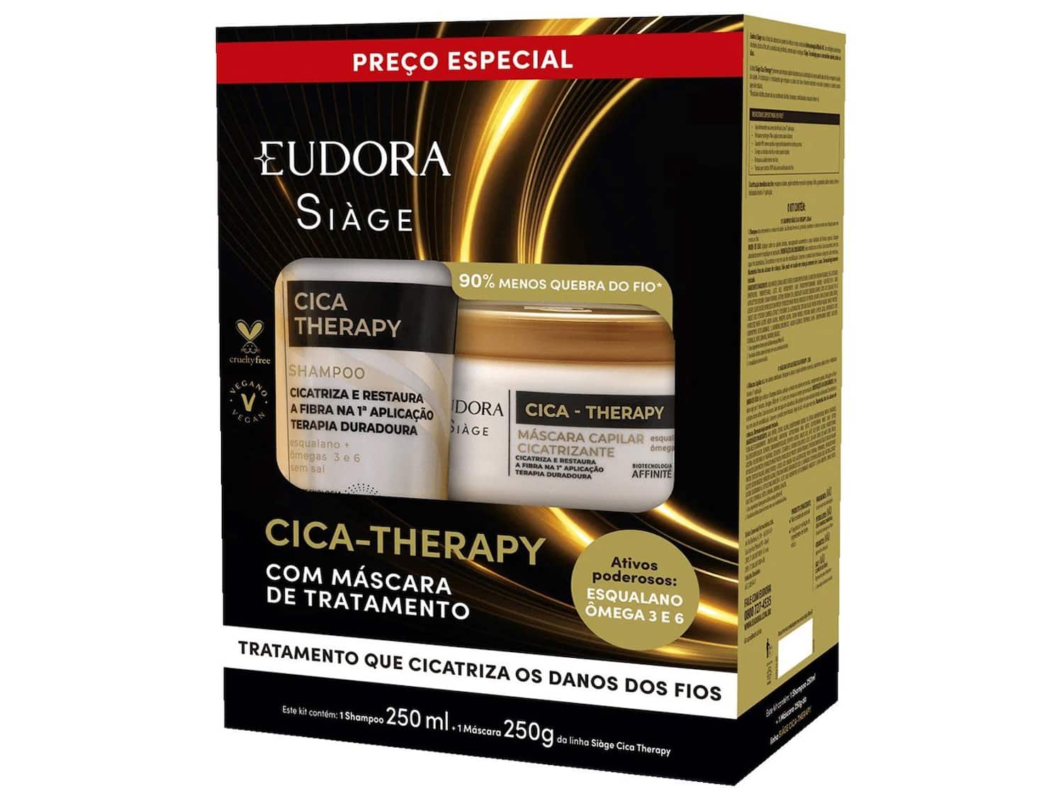 Kit de Tratamento Capilar Eudora Siàge Cica-therapy Shampoo e Máscara