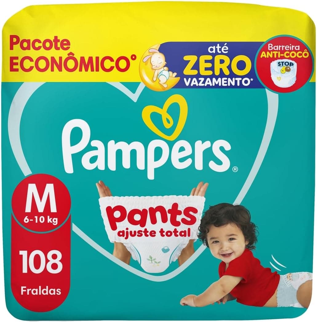 REC - Fralda Pampers Pants Ajuste Total Tamanho M, 108 Unidades