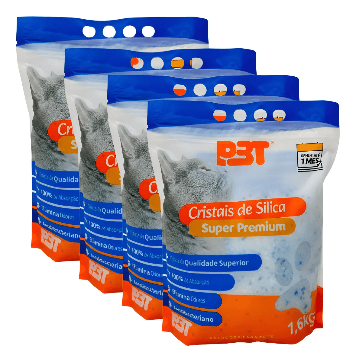 4un Areia Sanitária De Gato Cristais Sílica Grossa 6,4kg