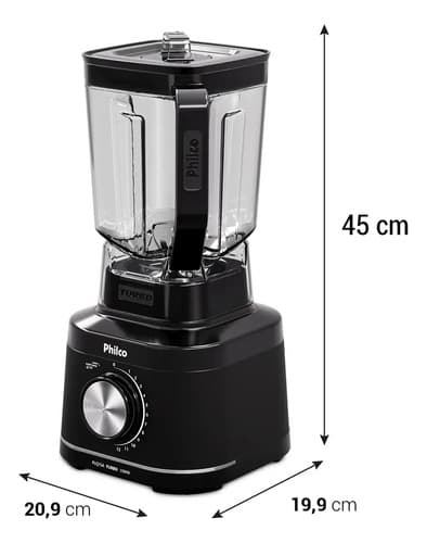 Liquidificador Philco 1500W 3,1L 12 Velocidades com 6 Lâminas PLQ15A