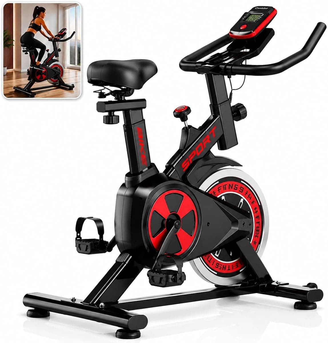 Bicicleta Ergométrica Bike Spinning – Bike Treino em Casa, Academia, Exercícios Cardio e Emagrecimento, Design Confortável e Ajustável, Vertical Silenciosa +100kg